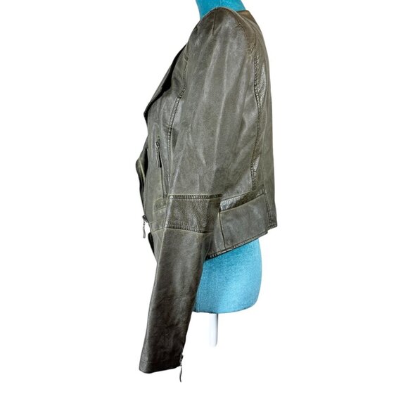 The Fillmore Olive Gray Vegan Leather Moto Jacket - Women’s Medium - Picture 4 of 12